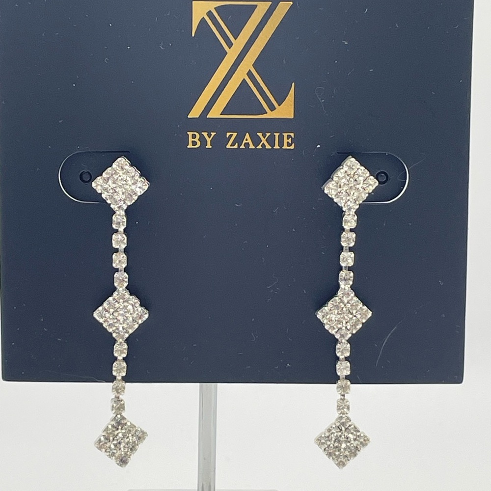 Sophisticated Silver Drop Earrings with Crystal Accents